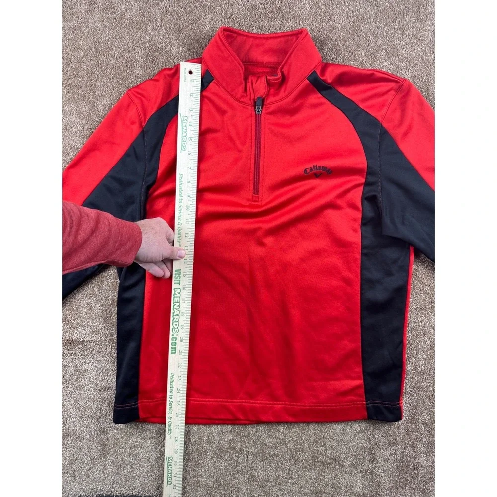 Callaway Mens Large Red Black Colorblock Quarter Zip Golf‎ Pullover Fleece Lined